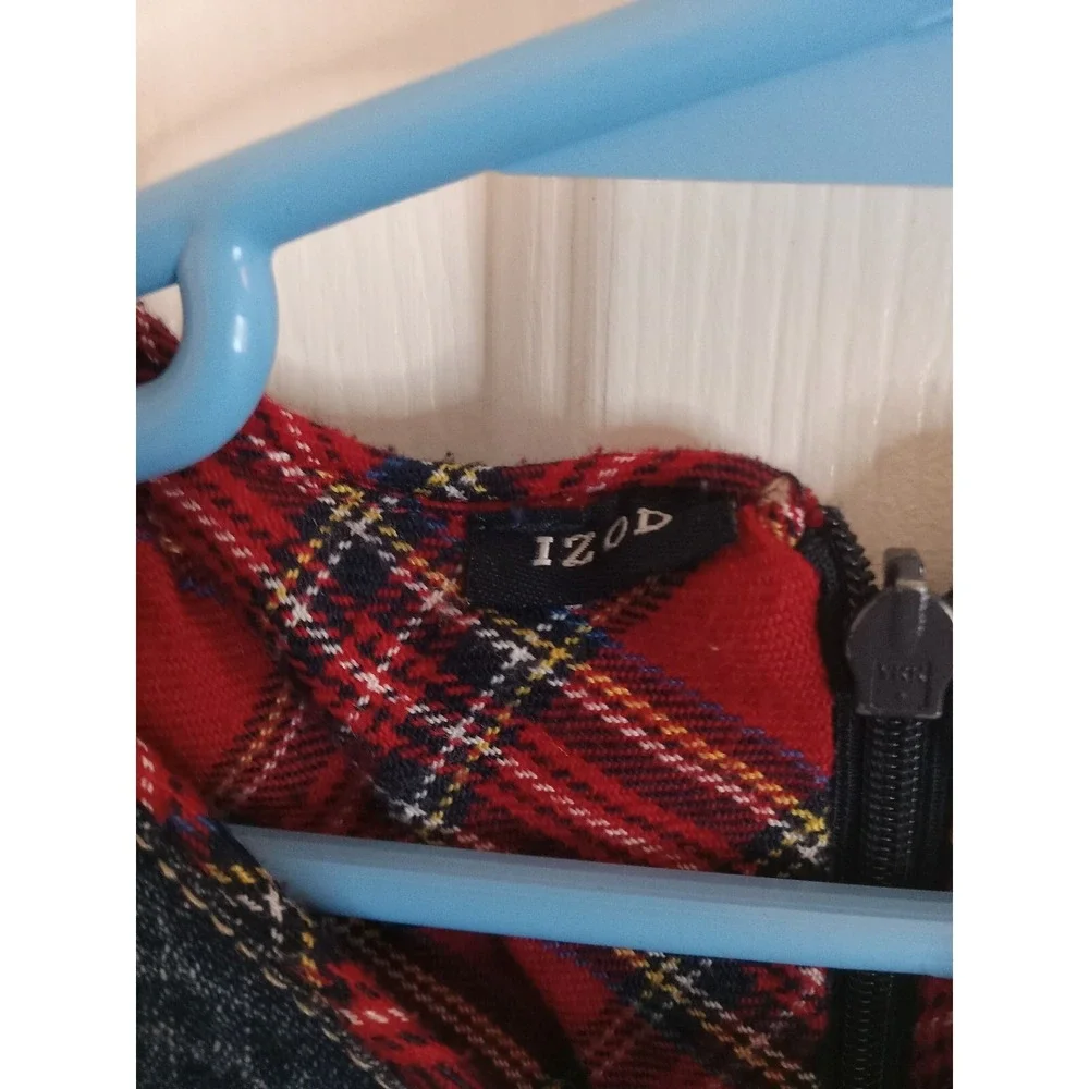 Izod Toddler Girls Jean Jumper Dress Size 4T Sleeveless Denim Jumper Plaid‎ Blue
